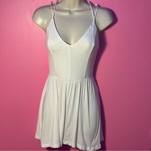 Fit & Flare Strappy Romper - V-Neck - White - Size Small